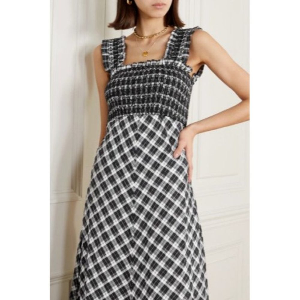 NEW GANNI Seersucker Black & White Check Gingham - Picture 4 of 8